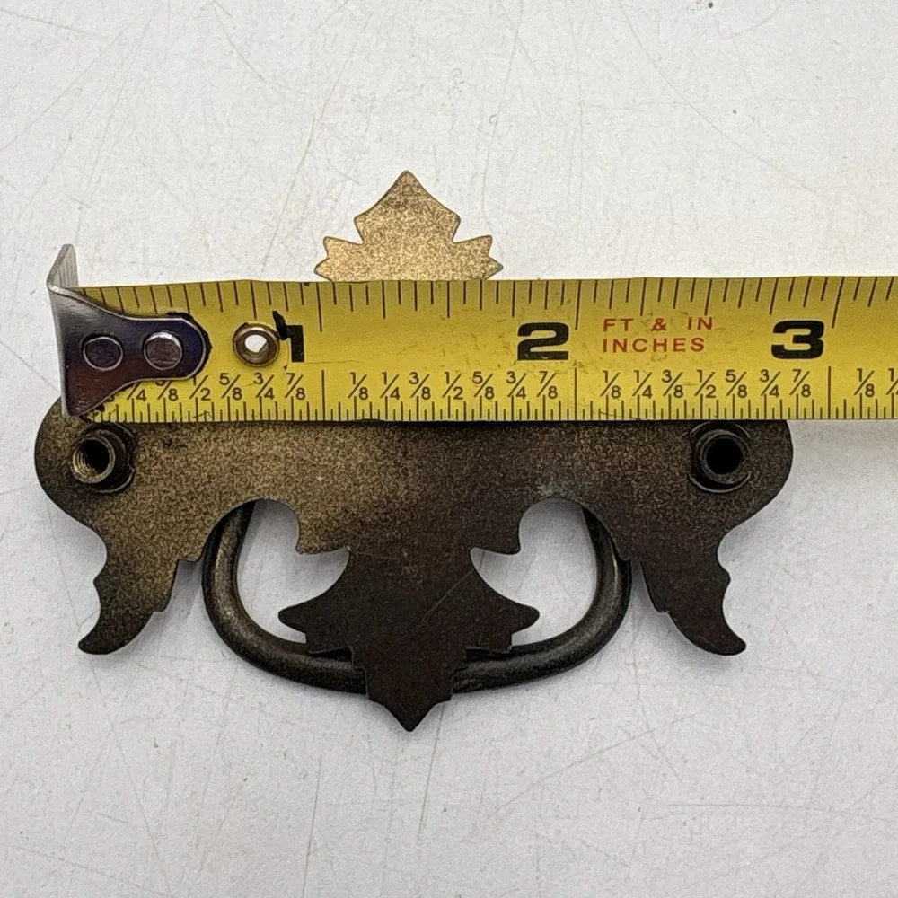 Vintage Drawer Pulls Set 3 Brass Patina Handles 2 Large 1 Small